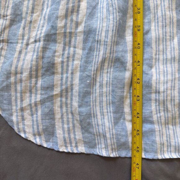 MEDIUM H&M Lemlem Blue Stripe Linen Shirtdress  Boho Beach Dress - Picture 12 of 13